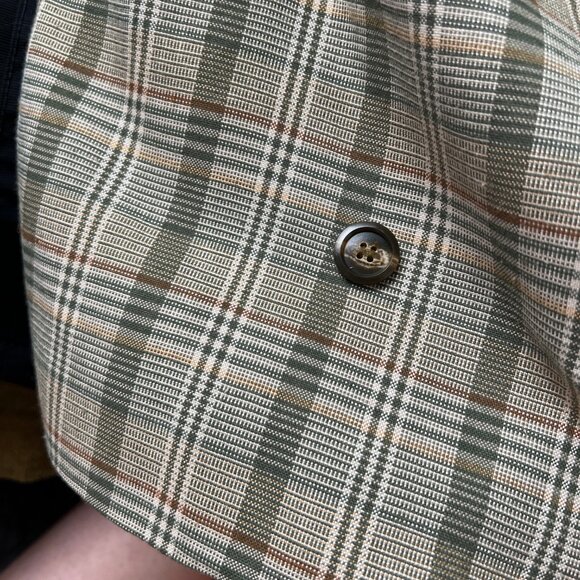Vintage Plaid Double Breasted Oversized Blazer Jacket Pea Coat Preppy Long Light - Picture 5 of 6